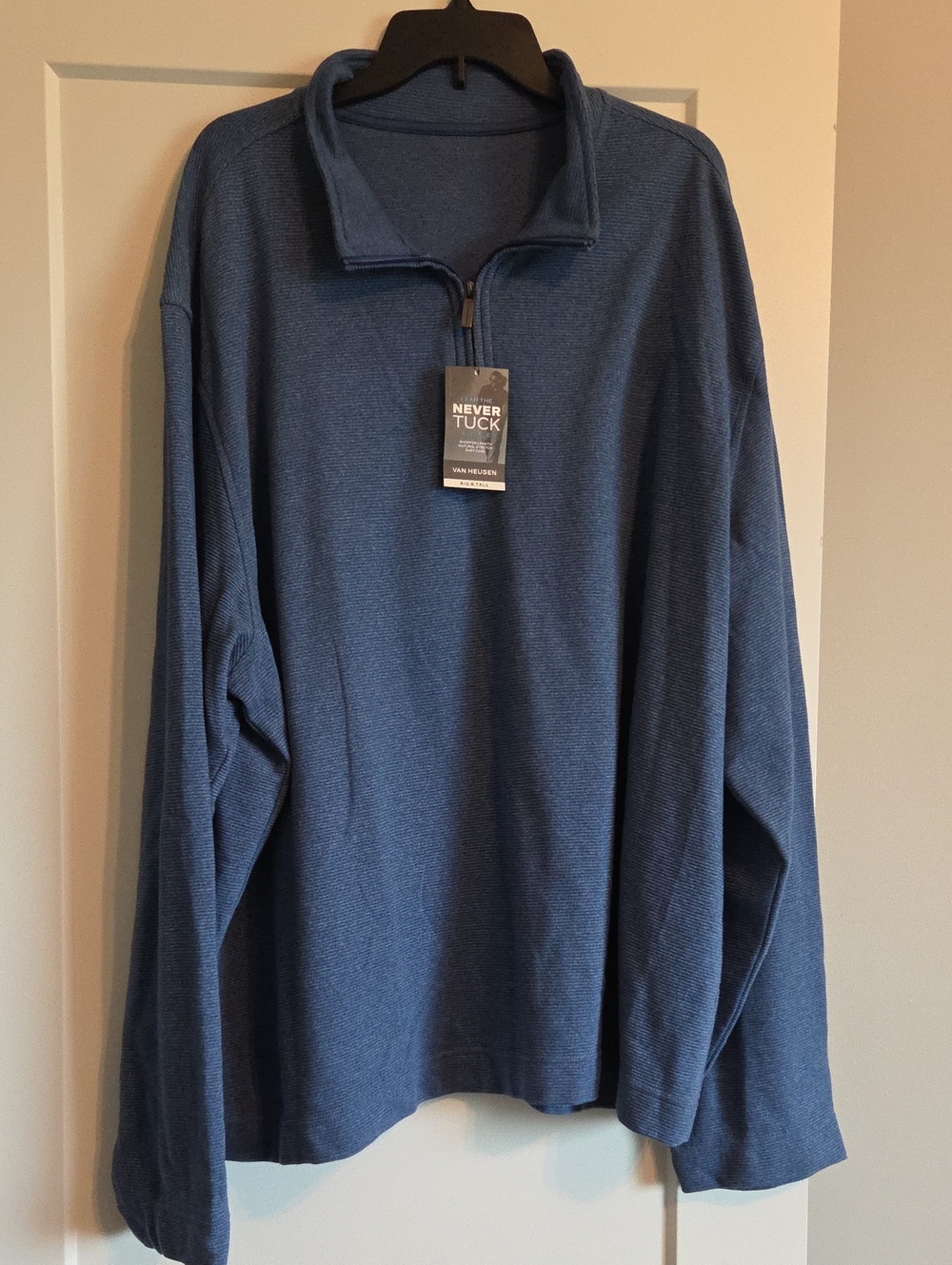 Van Heusen Men's Heathered Navy Quarter-Zip Pullover